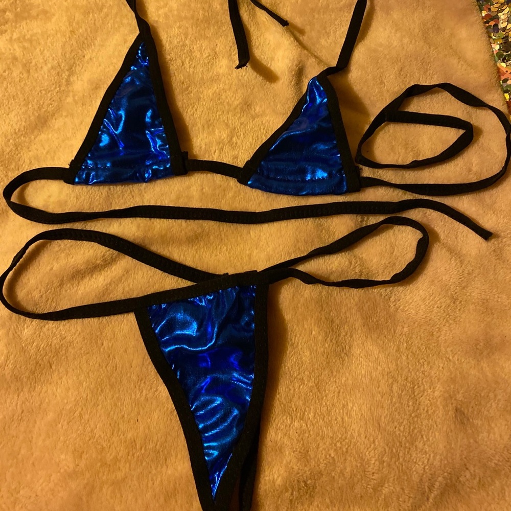Micro bikini/ blue/black handmade